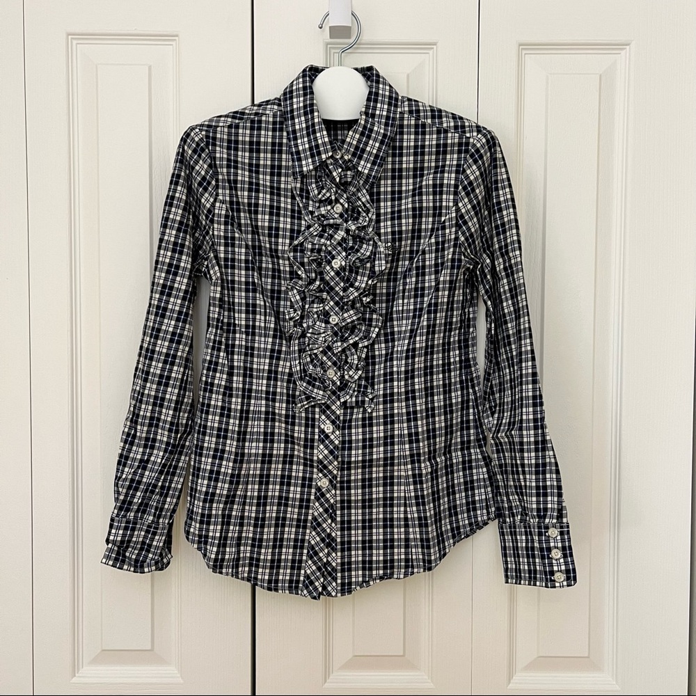 🌸3for25$🌸 ELAND Navy plaid shirt